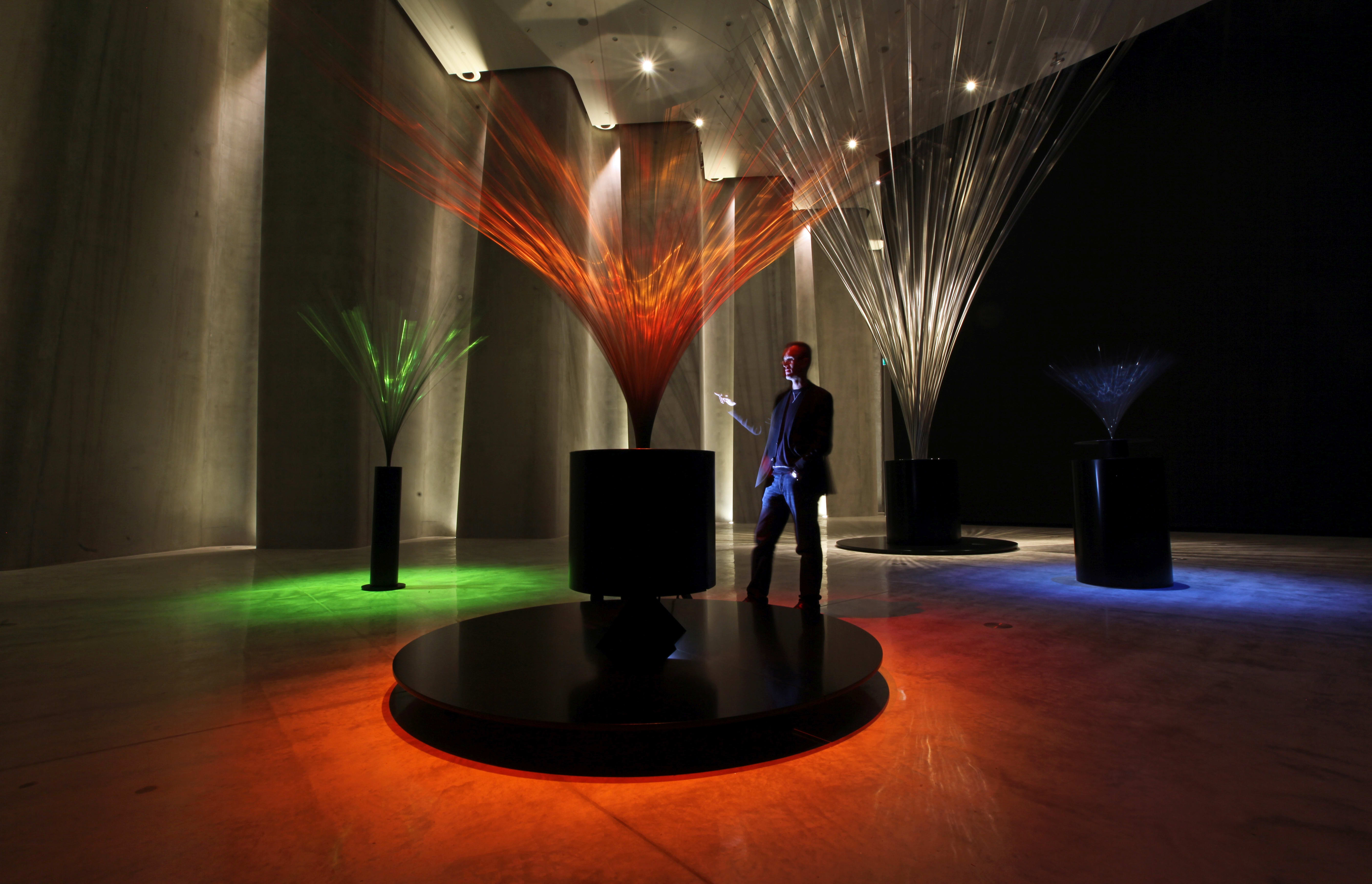 Len Lye Centre director Simon Rees with the newly unveiled work 'Fountain'.