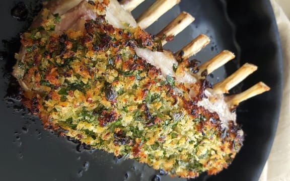 Racks of Lamb with Parsley Shallot Crumble