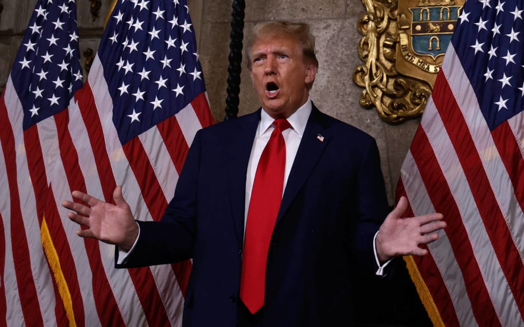 Republican presidential candidate, former President Donald Trump speaks in the library at Mar-a-Lago on March 4, 2024 in Palm Beach, Florida. The US Supreme Court ruled unanimously that Trump can appear on this year's presidential ballot in all states.
