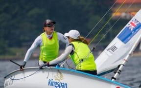 Jo Aleh and Polly Powrie in action in Denmark, 2015.