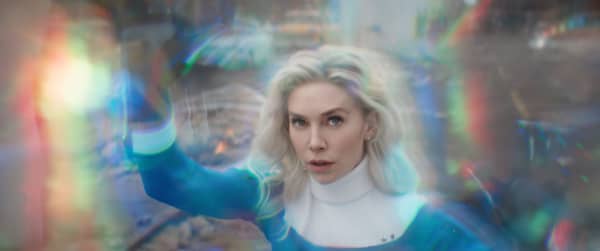 Marvel film Fantastic Four: First Steps. Vanessa Kirby as Sue Storm using her powers.