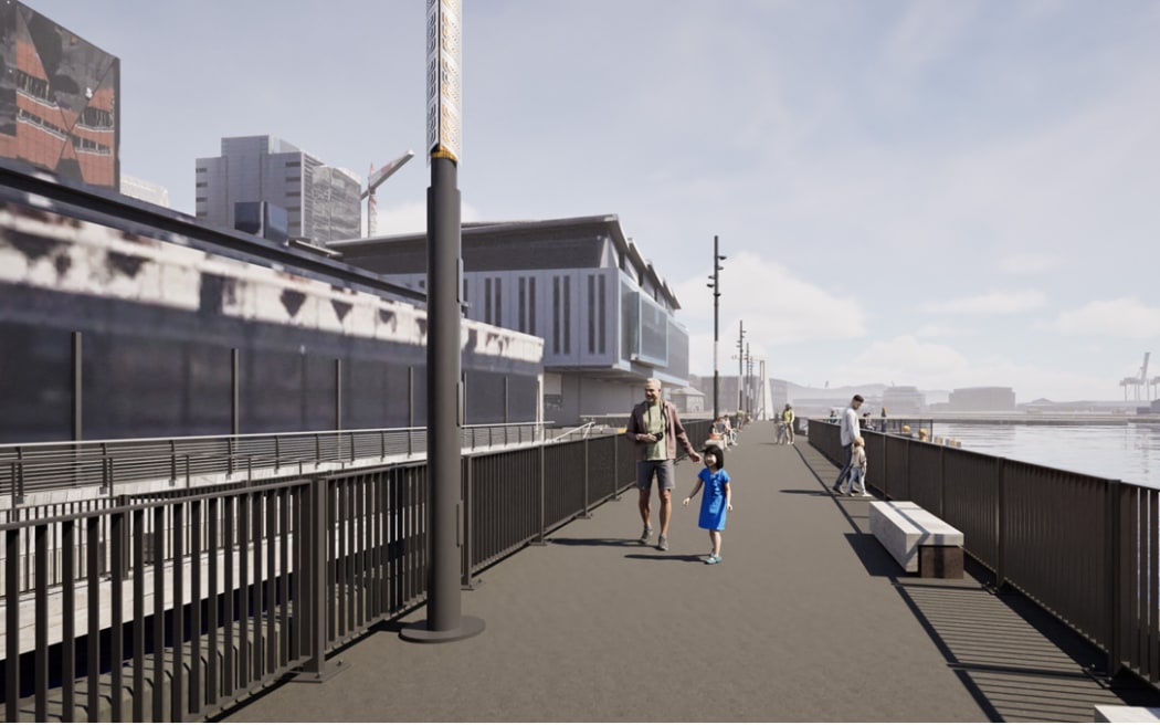 A graphic showing Wellington's waterfront with balustrades.