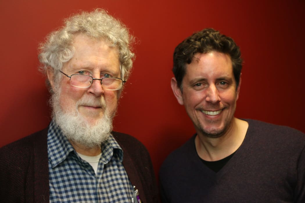 Jim Flynn, the author of The New Torchlight List: In Search of the best Modern Authors, with RNZ presenter Wallace Chapman
