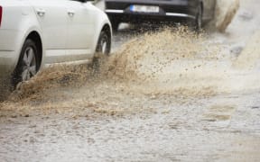 Cars in heavy rain