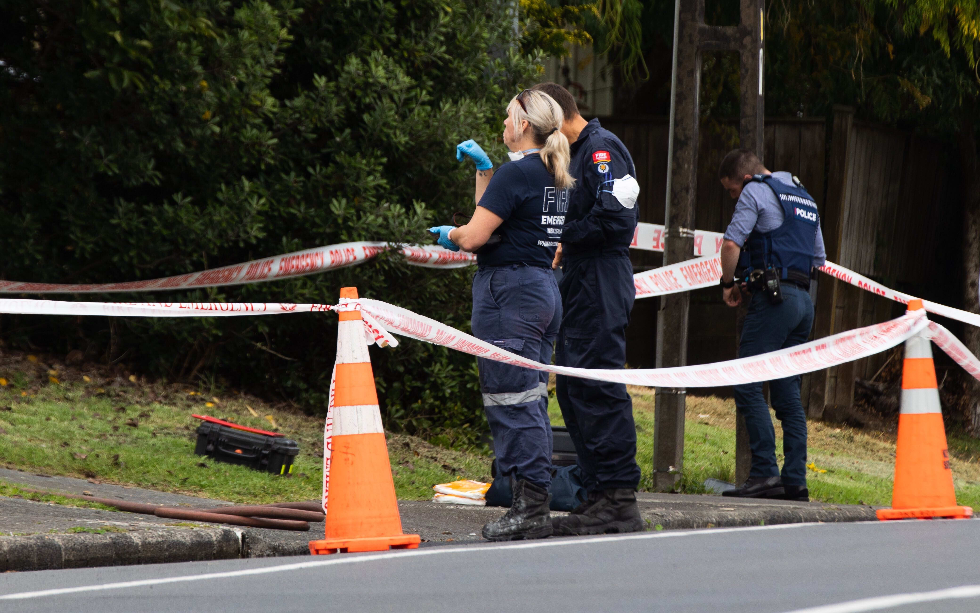 Police at the scene of a homicide investigation May Road Mt Roskill. A woman was found with critical injuries at the property on Friday morning and died shortly afterwards.