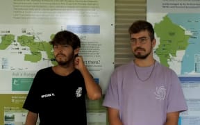 German tourists Philipp Maier, left, and Marcel Schoene tell of their unplanned adventure.