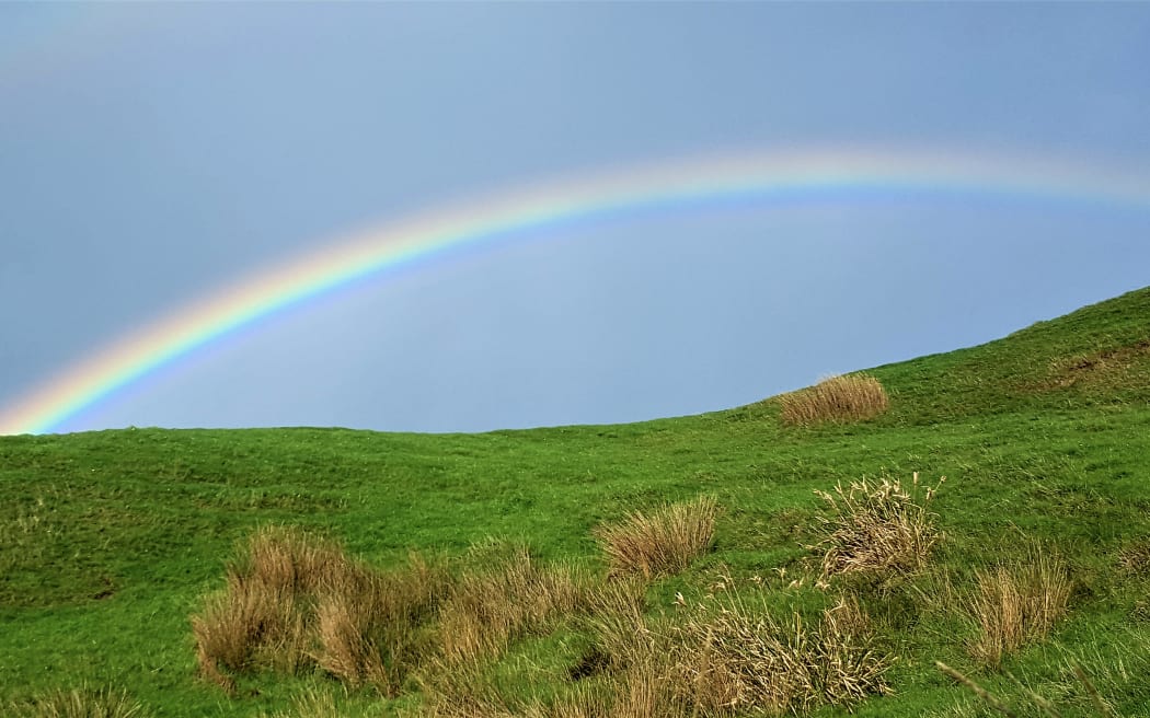 Rainbow over Golden Bay.