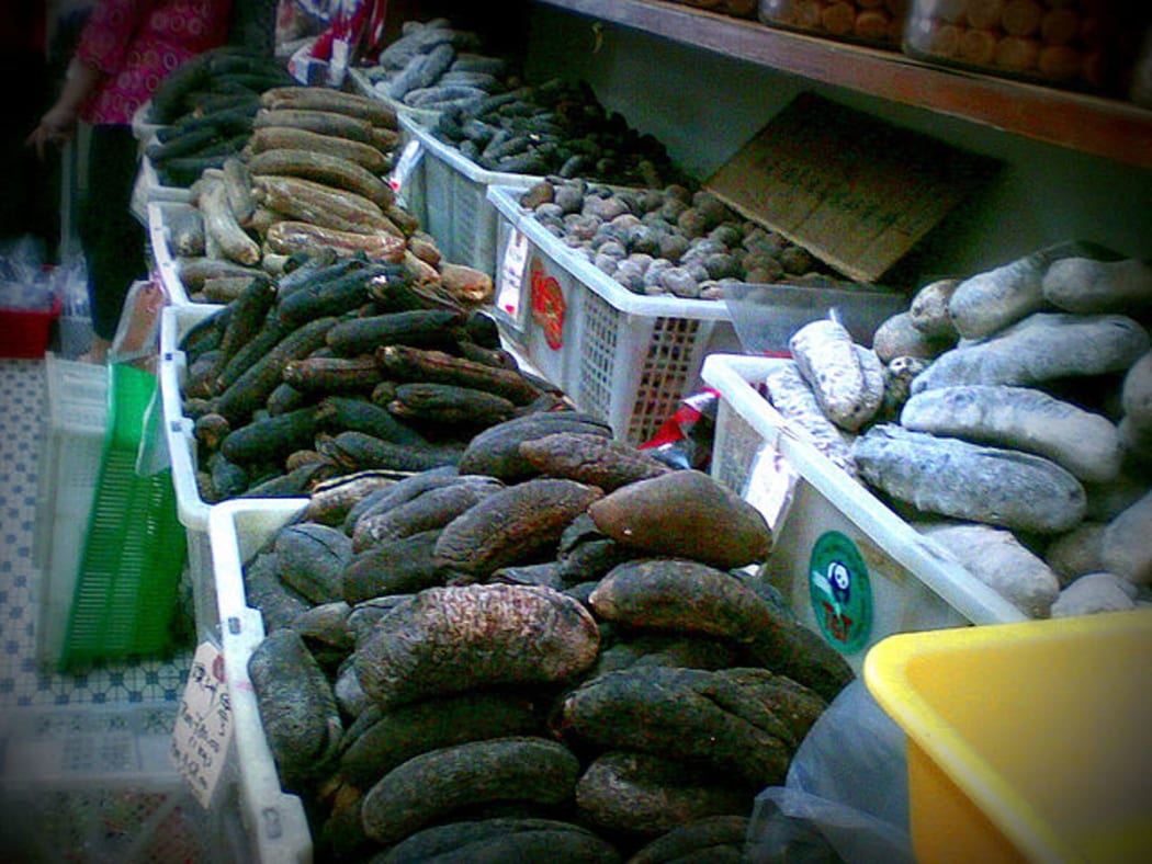 Dried Beche-de-mer at a market