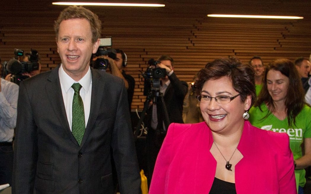 Green Party co-leaders Russel Norman and Metiria Turei arrive at the party's election campaign launch in Auckland.