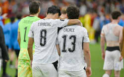 All Whites Marko Stamenic and Liberato Cacace after their final match at the World Cup.
