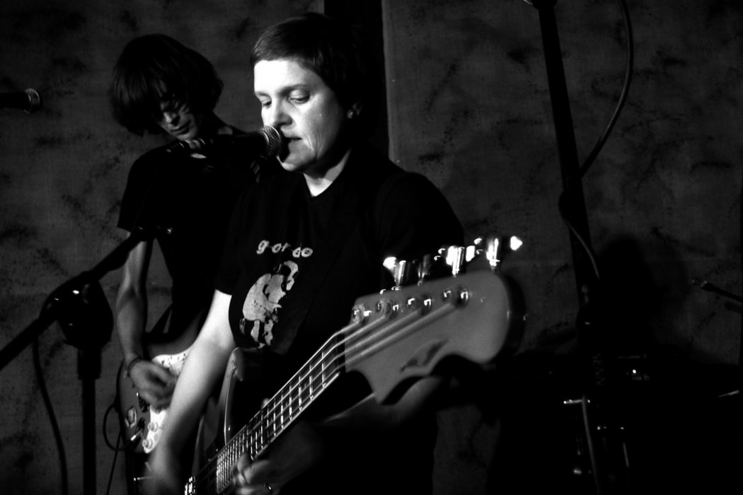 Denise on bass with the 3Ds in Brixton, London.