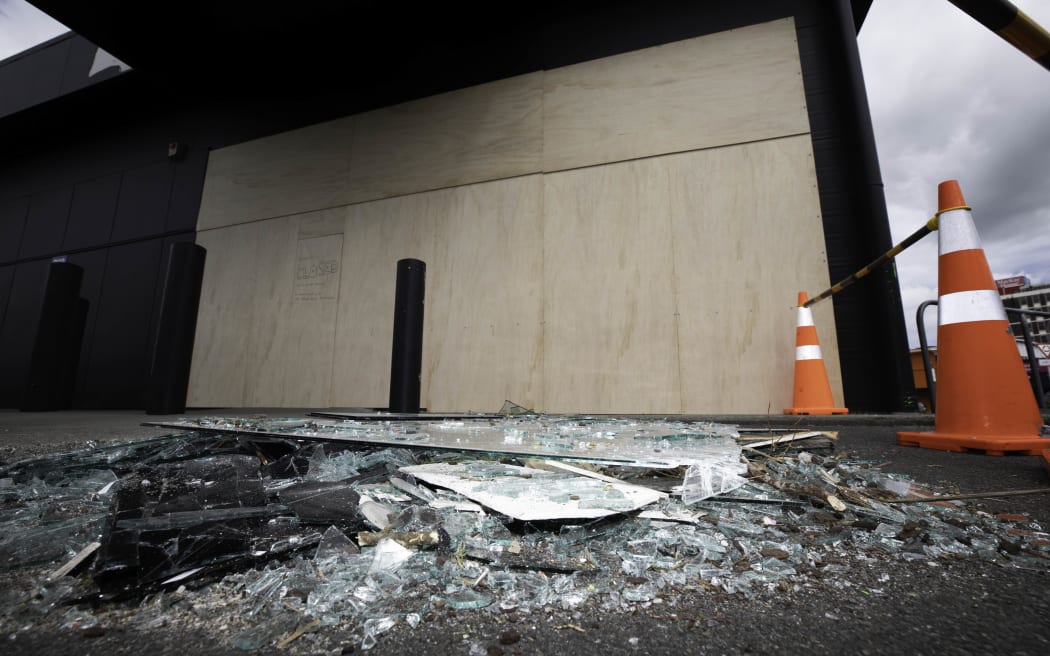 Damage done to the Lower Hutt store Lighting Direct during the storm on 12 December 2023.