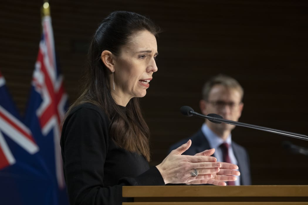 Prime Minister Jacinda Ardern and Director-General of Health Ashley Bloomfield during the Covid-19 and vaccine update press conference at Parliament on 21 September 2021.