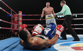Joseph Parker floored Solomon Haumono in the fourth round.