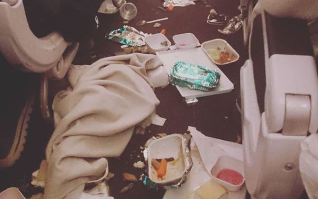Many people's dinner ended up on the floor when the plane dropped suddenly.