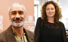 Collage image of Taika Waititi and makeup artist Nancy Hennah