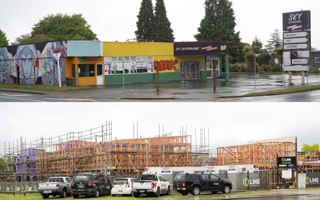 Developer Tony Bradly is building at these sites on Fairy Springs Rd and Lake Rd with the intention to sell them to Kāinga Ora when finished.
