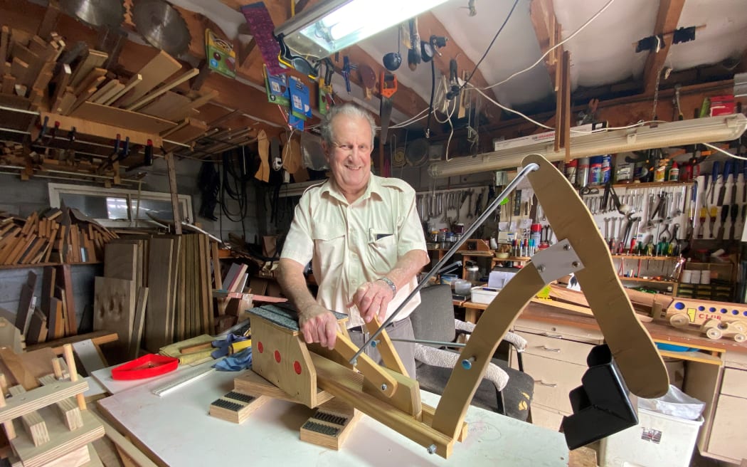 Knocker Harris with his interactable wooden toy digger