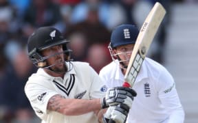 The Black Caps wicketkeeper/batsman Luke Ronchi sweeps England's Moeen Ali for six during the second test at Headingley.