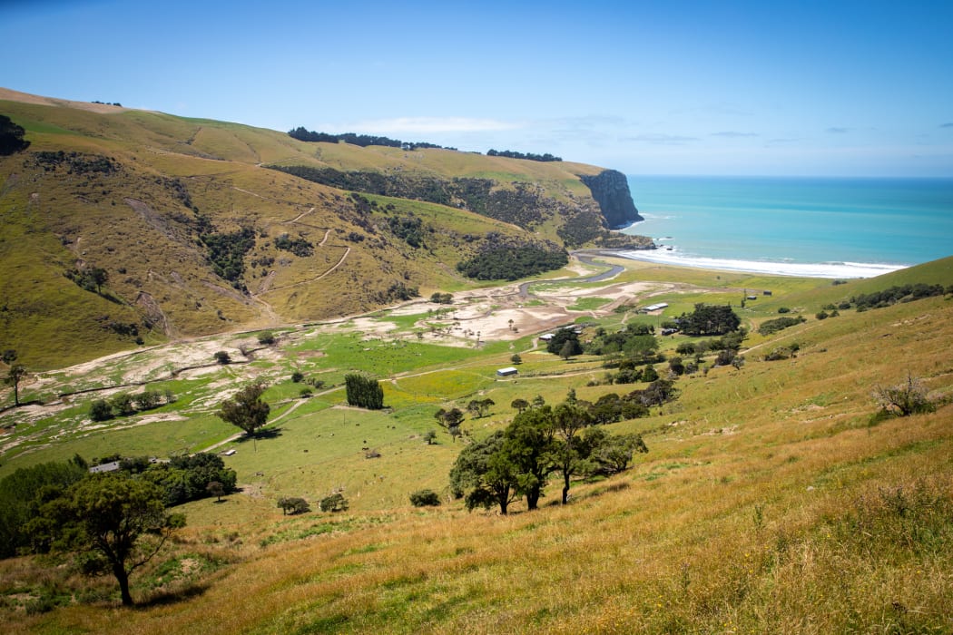 A storm has damaged the main road at Goughs Bay, Canterbury.