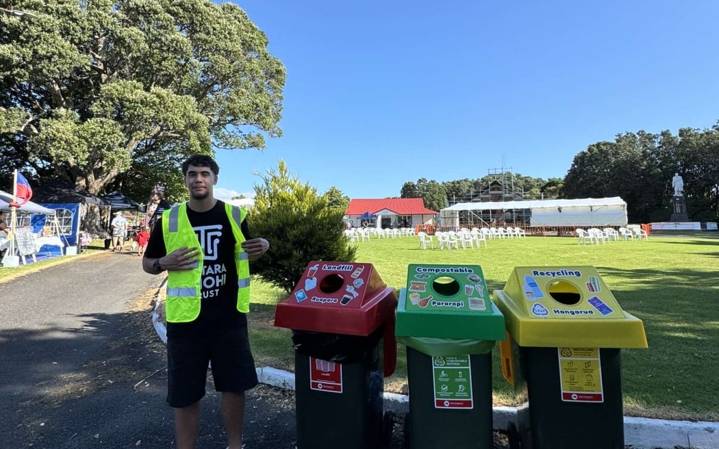 Kalani Kettle alongside his Waitara Taiohi Trust whānau regularly volunteer for Taranaki iwi events - including the signing of Taranaki Maunga at Owae Marae.