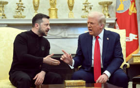 US President Donald Trump and Ukraine's President Volodymyr Zelensky meet in the Oval Office of the White House in Washington, DC,  28 February, 2025.
