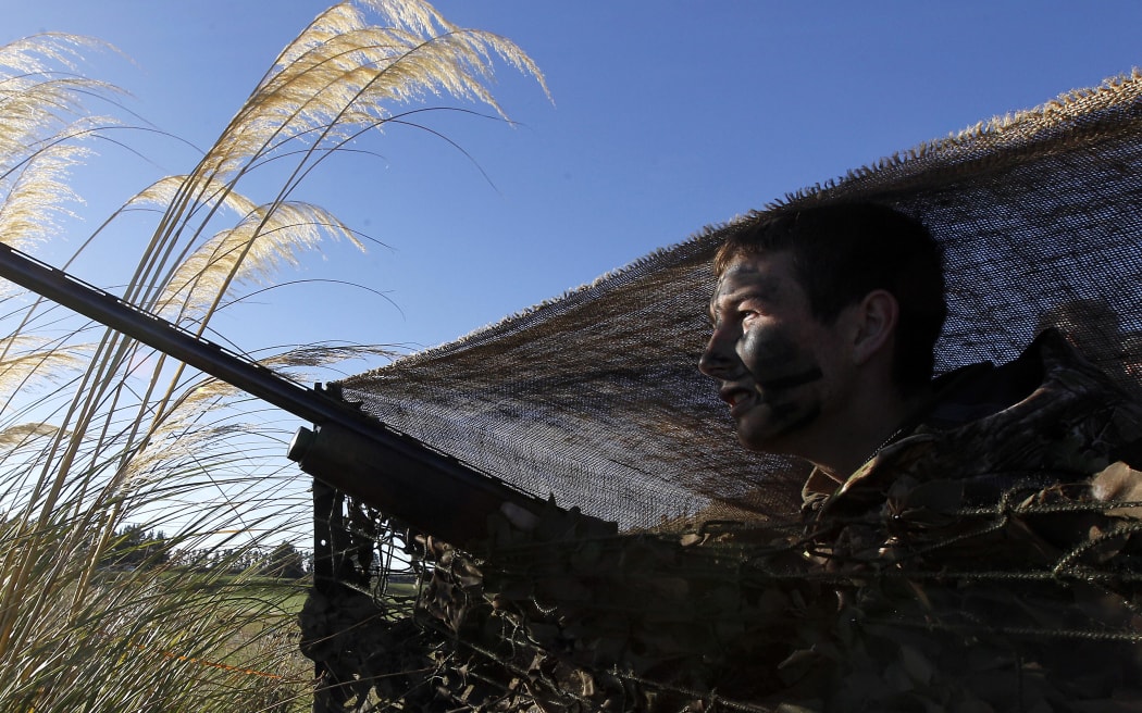 Harry Graham, 15, from Kaikoura duck hunting in Canterbury.