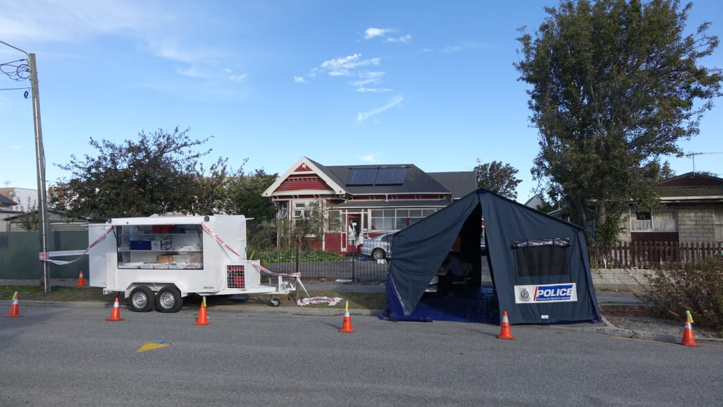 Canterbury Police are conducting a search of a house in Ruskin Street, Addington, in relation to the murder of Marcus Tucker.