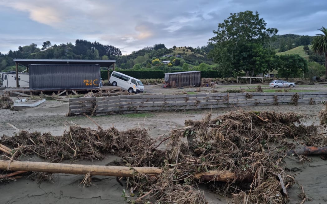 Mud and silt left behind at an Esk Valley property in Hawke's Bay on 17 February 2023 after Cyclone Gabrielle passed through.