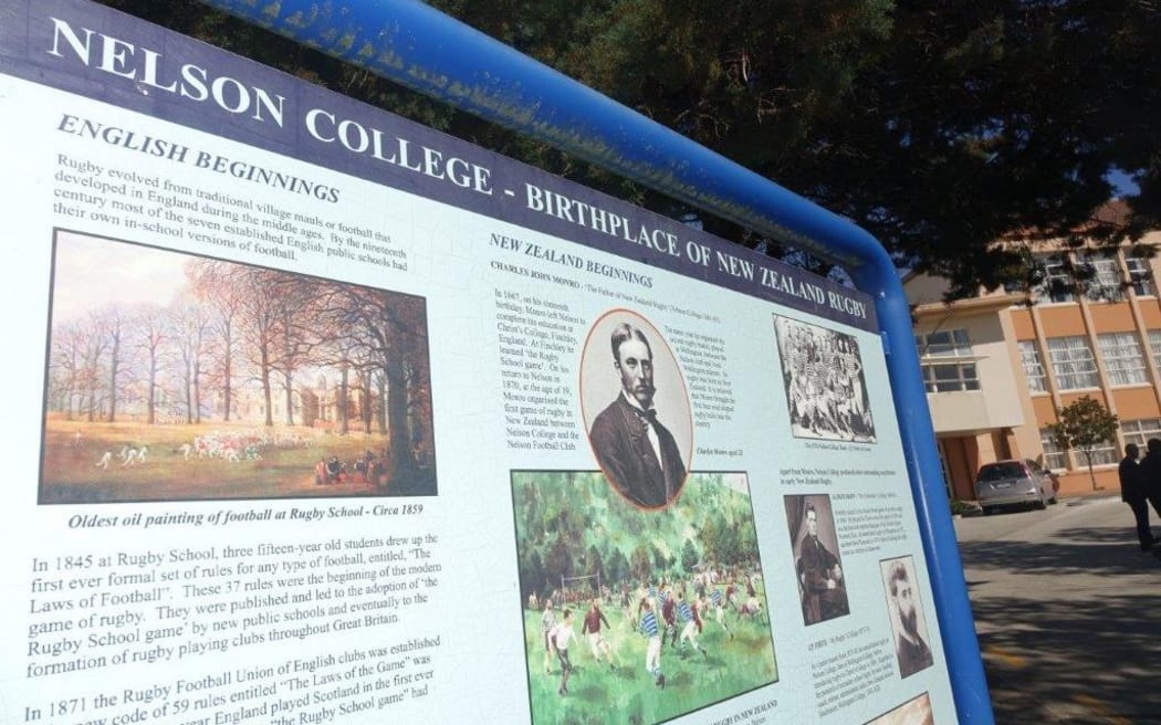 The rugby placard at Nelson College