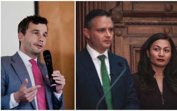 ACT leader David Seymour and Greens co-leaders James Shaw and Marama Davidson.