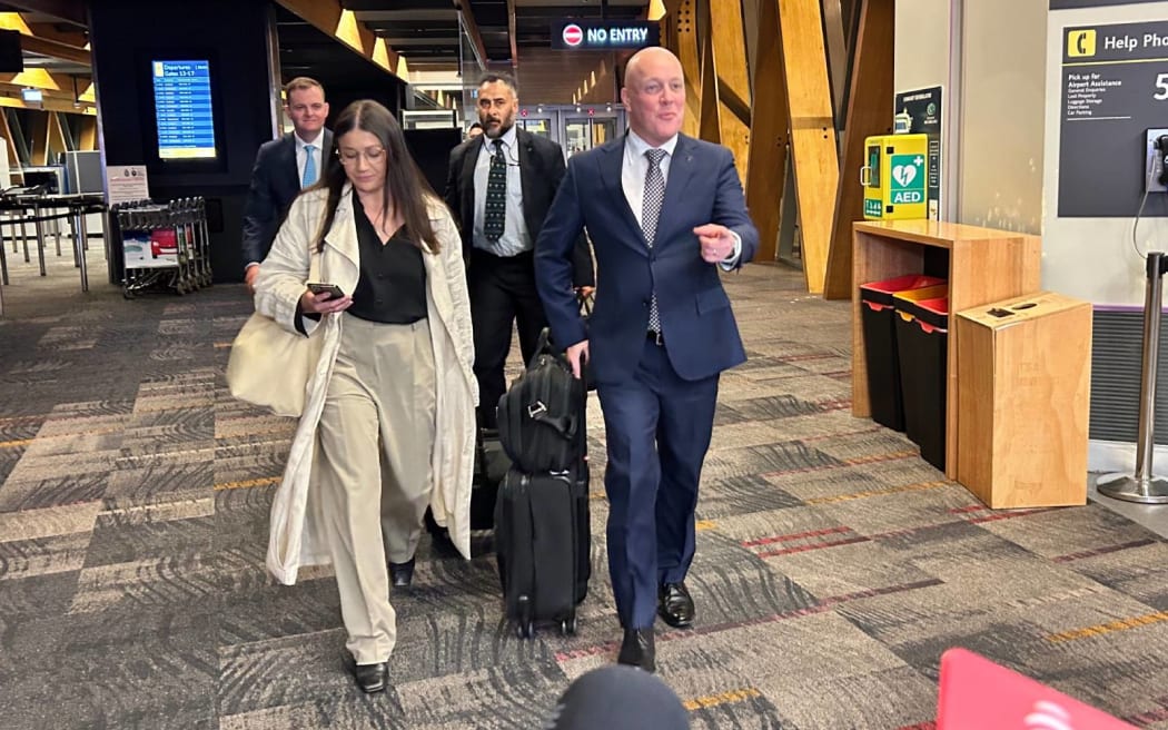 Christopher Luxon arrives at Wellington Airport.
