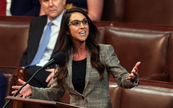 WASHINGTON, DC - JANUARY 05: U.S. Rep.-elect Lauren Boebert (R-CO) delivers remarks in the House Chamber during the third day of elections for Speaker of the House at the U.S. Capitol Building on January 05, 2023 in Washington, DC. The House of Representatives is meeting to vote for the next Speaker after House Republican Leader Kevin McCarthy (R-CA) failed to earn more than 218 votes on several ballots; the first time in 100 years that the Speaker was not elected on the first ballot.   Win McNamee/Getty Images/AFP (Photo by WIN MCNAMEE / GETTY IMAGES NORTH AMERICA / Getty Images via AFP)