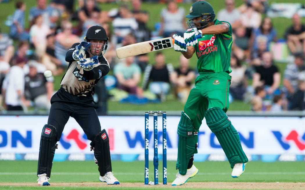 Mahmudulla plays a shot.