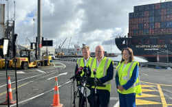 National leader Christopher Luxon and Trade spokesperson Todd McClay at Port of Auckland announce the party’s priorities for seven trade deals in the next five years.