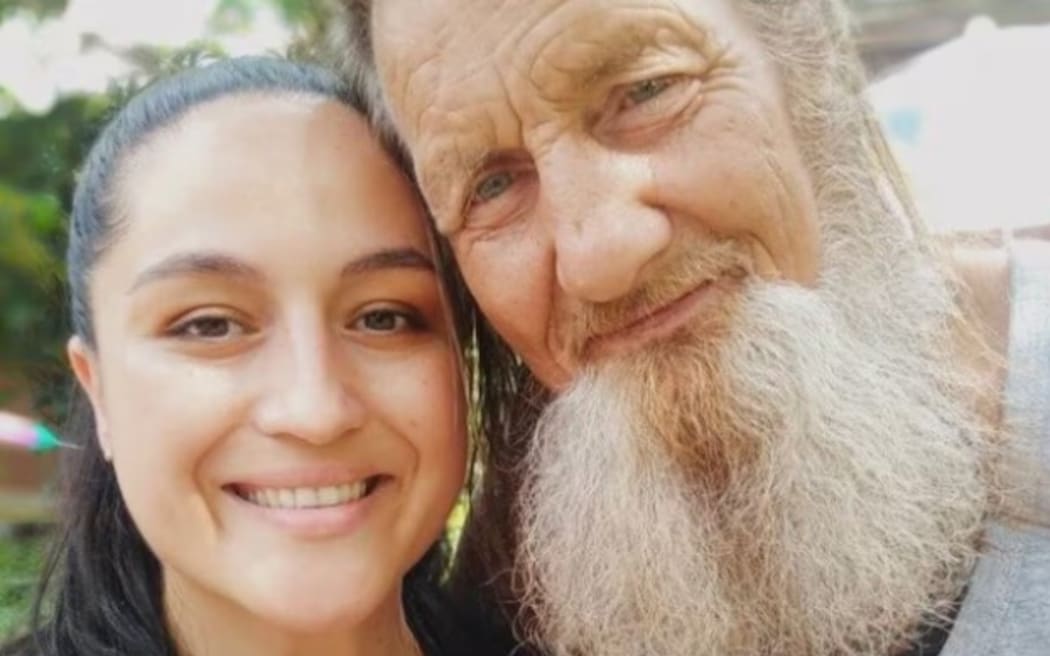 Nataria Moore with her father Neville Thomson who died in a dog attack in Panguru in August 2022.