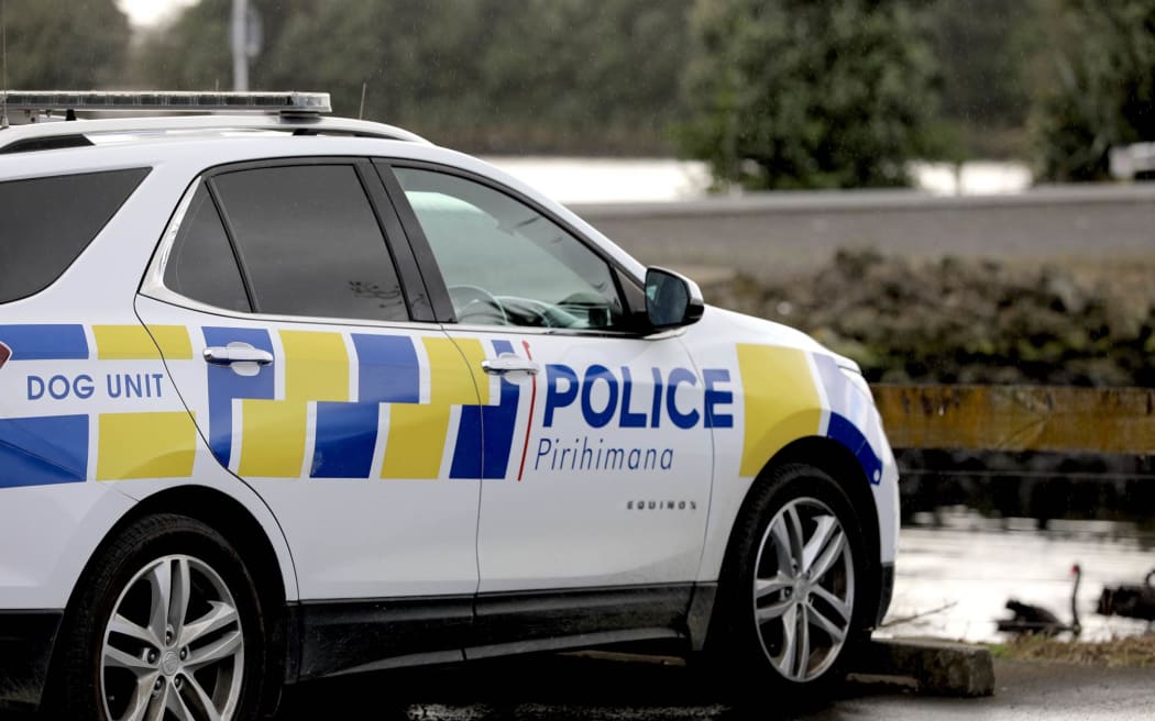 Police at Puketutu Island as a search is underway for a person missing from a boat in Auckland's Manukau Harbour.