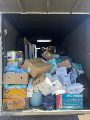 Volunteers sorted supplies in Haumoana in the Hawkes Bay.