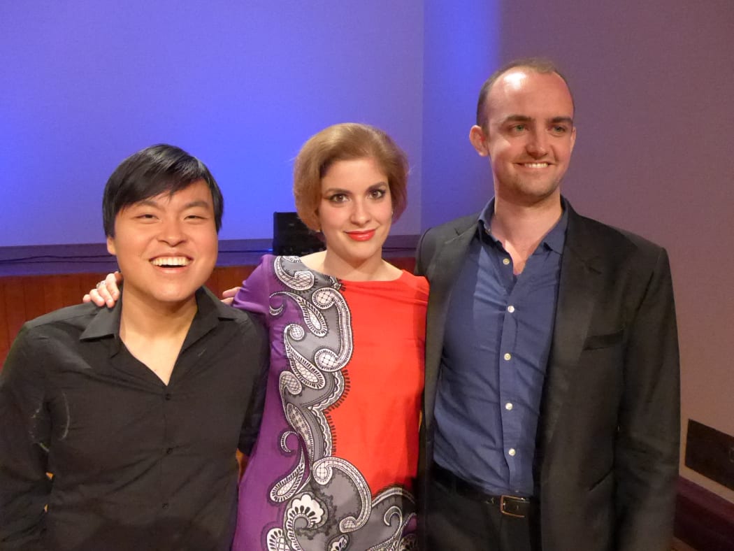 Michael Hill International Violin Competition Finalists: Luke Hsu (USA), Ioana Cristina Goicea (Romania) and Benjamin Baker (NZ)