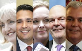 The contenders for the National Party leadership: (from left) Amy Adams, Simon Bridges, Judith Collins, Steven Joyce and Mark Mitchell.