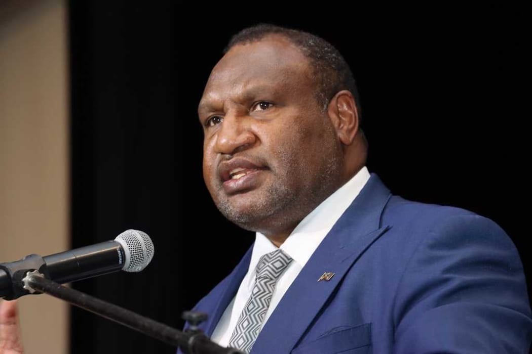 PNG Prime Minister James Marape addresses a business discussion in Port Moresby, January 2020.
