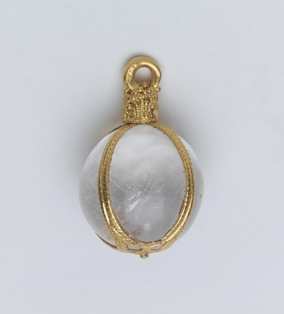A crystal pendant, part of the Leominster Hoard.