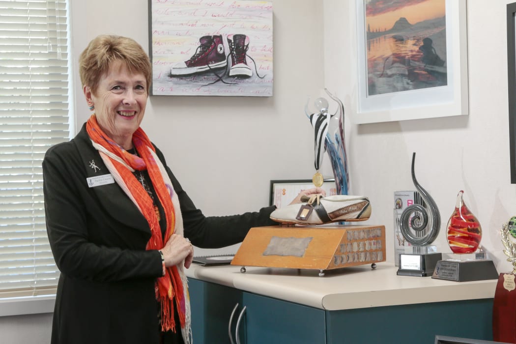 Pauline Cowens with the other Snell shoe.