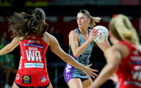 ADELAIDE, AUSTRALIA - MARCH 14: Kate Heffernan of the Thunderbirds during the round one Super Netball match between Adelaide Thunderbirds and NSW Swifts at Adelaide Entertainment Centre, on March 14, 2026, in Adelaide, Australia. (Photo by Sarah Reed/Getty Images)