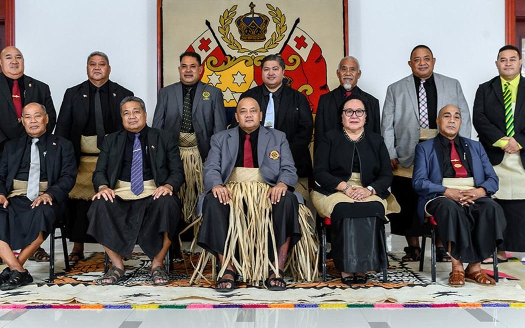 Prime Minister Siaosi Sovaleni with his 12 member Cabinet. Nuku'alofa, Tonga. 29 December 2021.