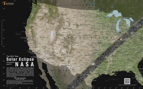 The path of totality and partial contours crossing the US for the 2024 total solar eclipse occurring on 8 April, 2024.