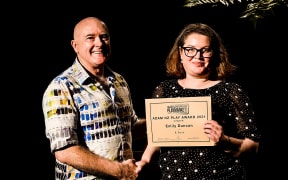 Murray Lynch (Playmarket) and Emily Duncan Photo Philip Merry