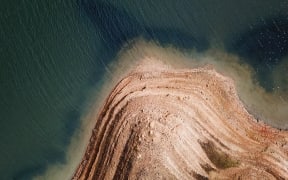 Aerials and stills of the Upper Mangatangi Dam at 44% of capacity