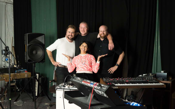 James Paul, Alexander Green, Mike Isaacs and Yadana Saw in Groeni's headquarters.