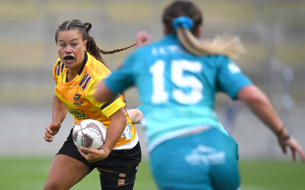 Teilah Ferguson in action for the Hurricanes Poua.